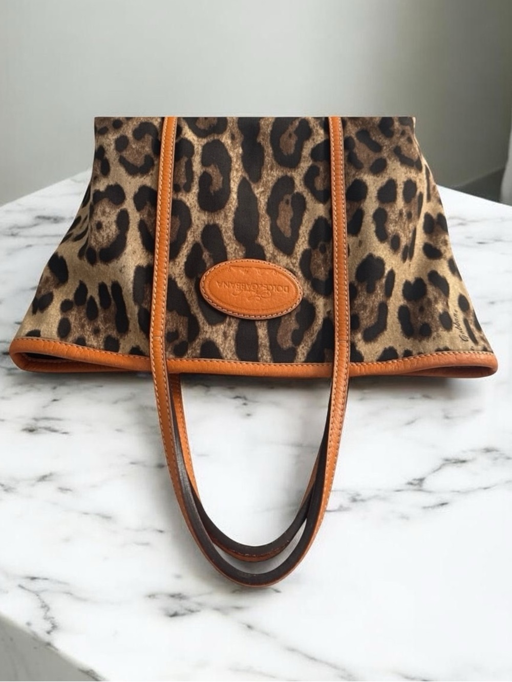 Dolce & Gabbana Leopard Print Canvas Leatherā Trim Tote Italy - Picture 4 of 8